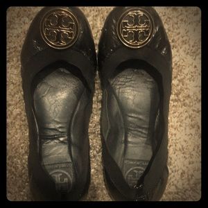 Tory Burch black patent ballet flats